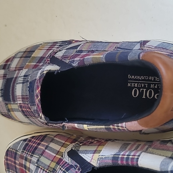 Polo Ralph Lauren Mens Thompson Slip-On Plaid Patchwork Loafer Shoe Sz 13 Madras - Picture 8 of 13